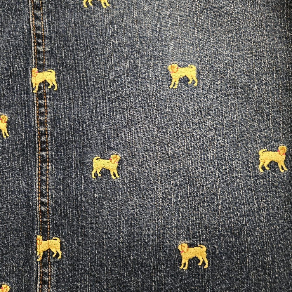 Embroidered denim skirt size 6, Lilly Pulitzer White Label, Dogs! - Picture 10 of 11